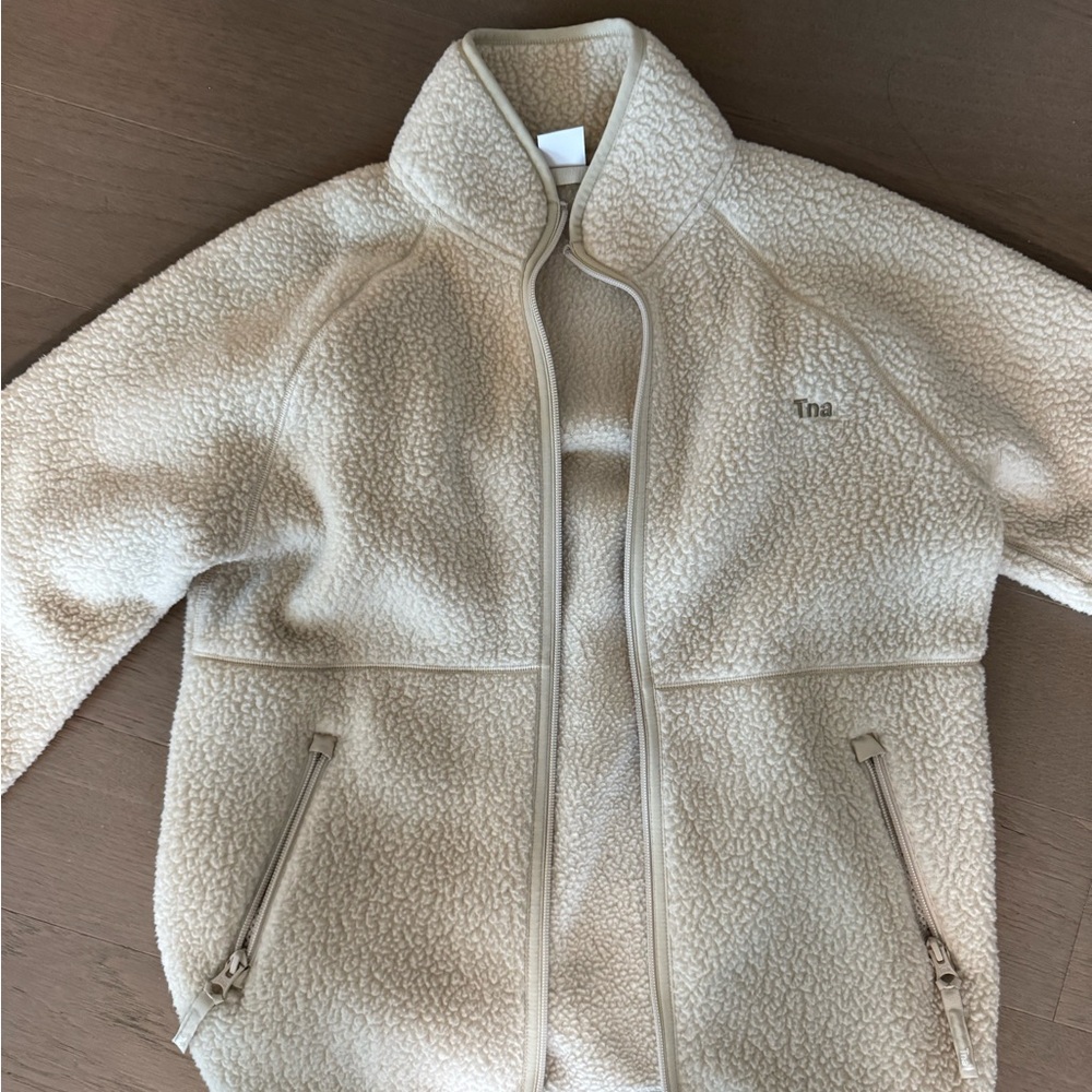 Aritzia TNA Teddy Jacket in Cream Sherpa Fleece